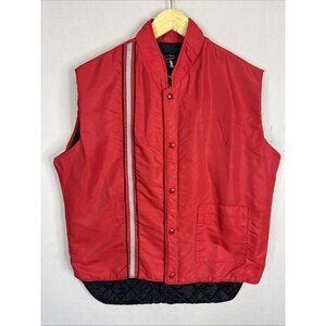 Vintage 80s Insulated Snap Vest Mens XL Red Ski Patrol Puffer Style